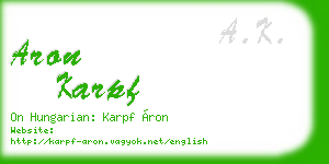 aron karpf business card