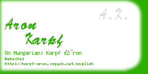 aron karpf business card